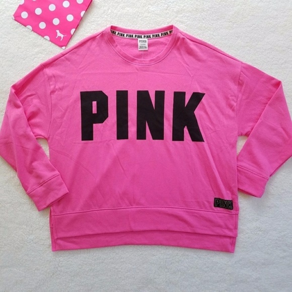 PINK Victoria's Secret Tops - Victoria's Secret PINK Logo Campus Crew Pullover